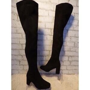 Jeffrey Campbell Black Suede Parisah Over the Knee Boots 7.5 NEW